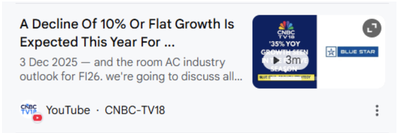 CNBC news coverage confirming the decline of the India Air Conditioner market in 2025