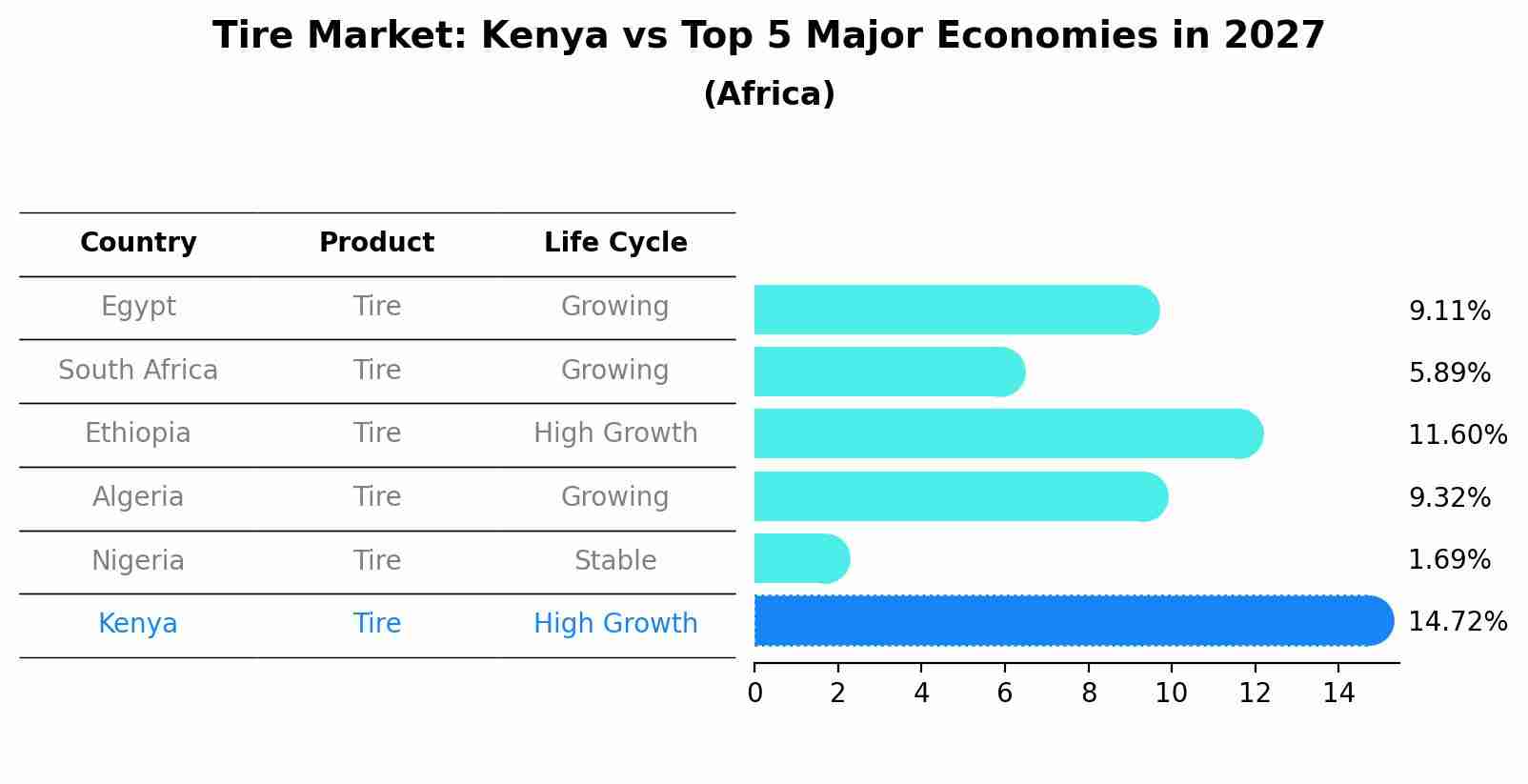 Tire Market: Kenya vs Top 5 Major Economies in 2027 (Africa)