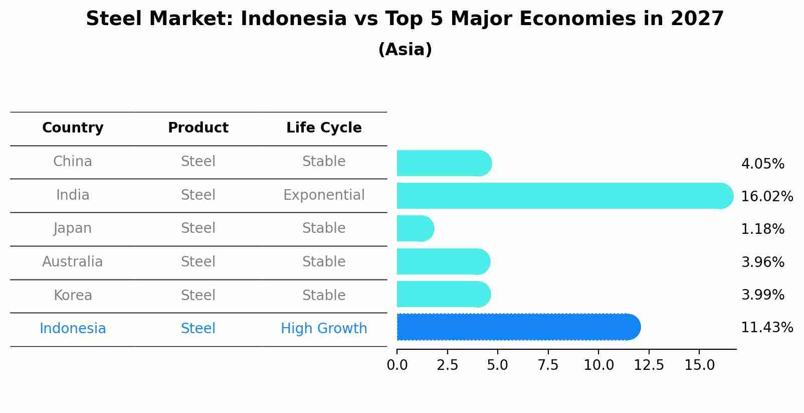 Steel Market: Indonesia vs Top 5 Major Economies in 2027 (Asia)