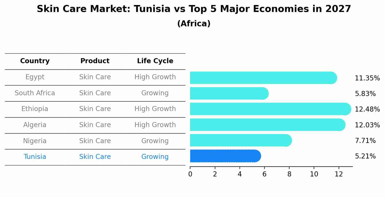 Skin Care Market: Tunisia vs Top 5 Major Economies in 2027 (Africa)