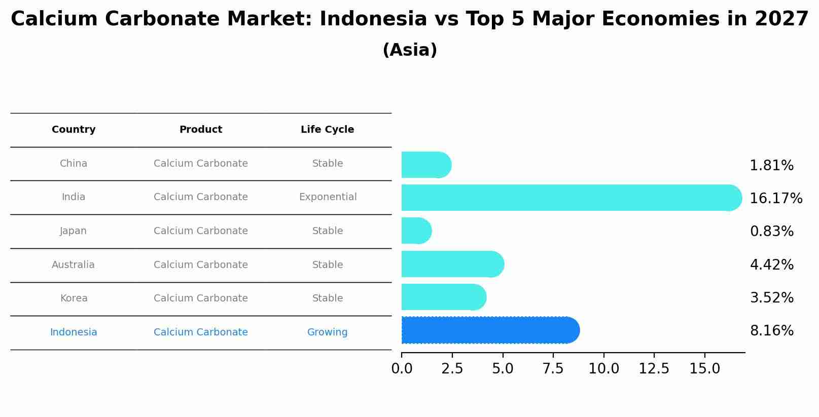 Calcium Carbonate Market: Indonesia vs Top 5 Major Economies in 2027 (Asia)