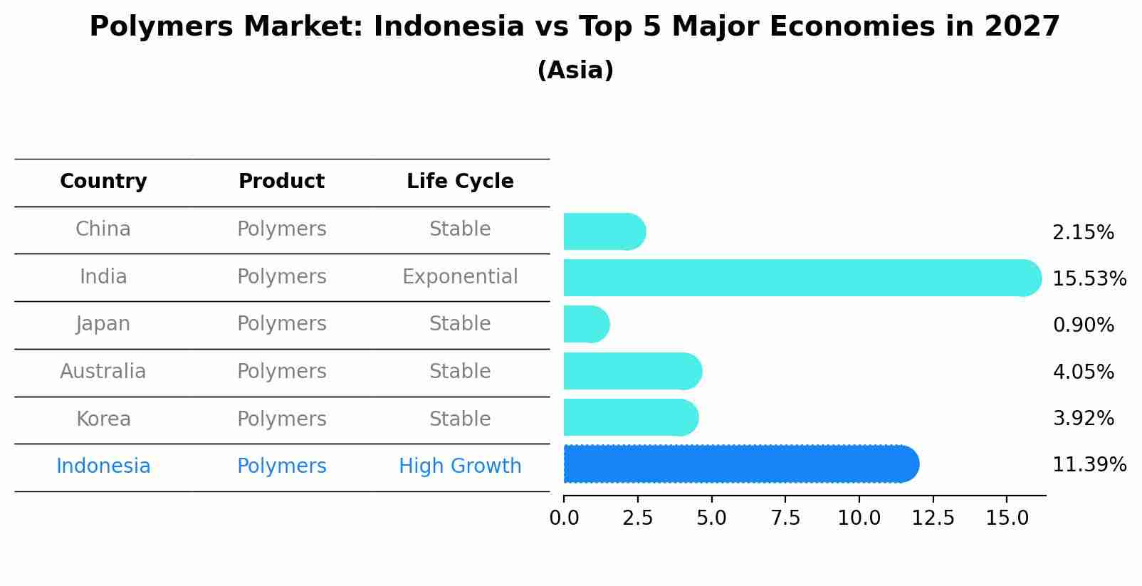 Polymers Market: Indonesia vs Top 5 Major Economies in 2027 (Asia)