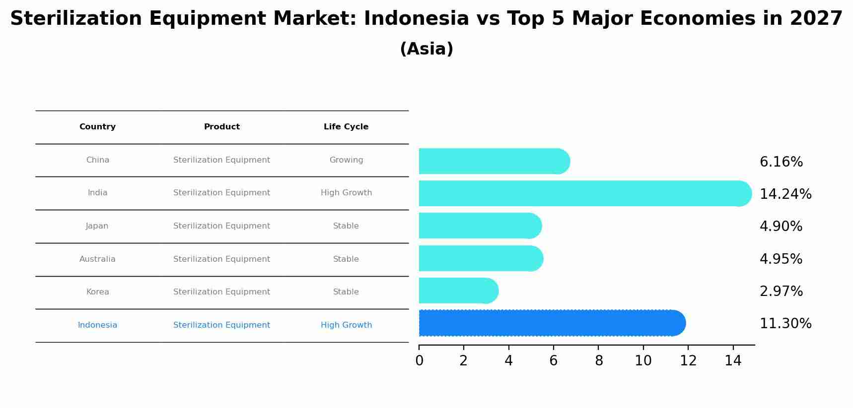 Sterilization Equipment Market: Indonesia vs Top 5 Major Economies in 2027 (Asia)