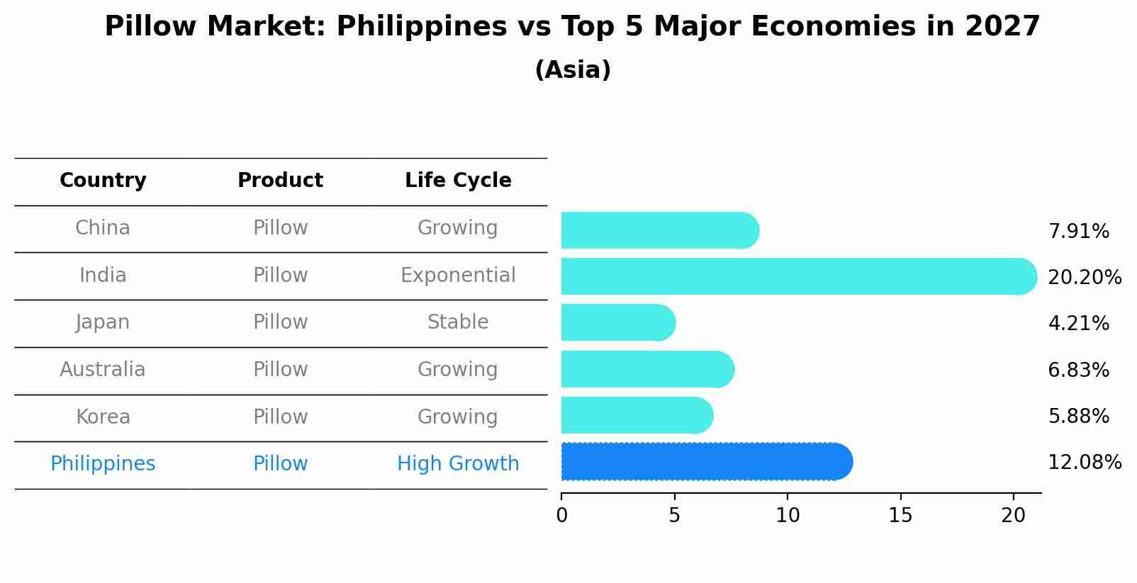 Pillow Market: Philippines vs Top 5 Major Economies in 2027 (Asia)
