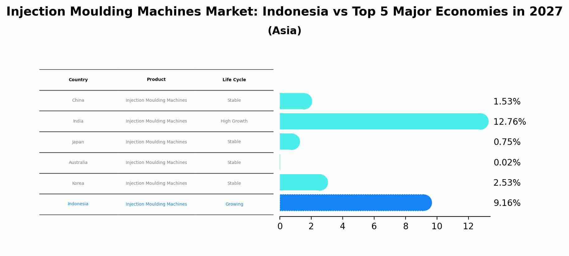 Injection Moulding Machines Market: Indonesia vs Top 5 Major Economies in 2027 (Asia)