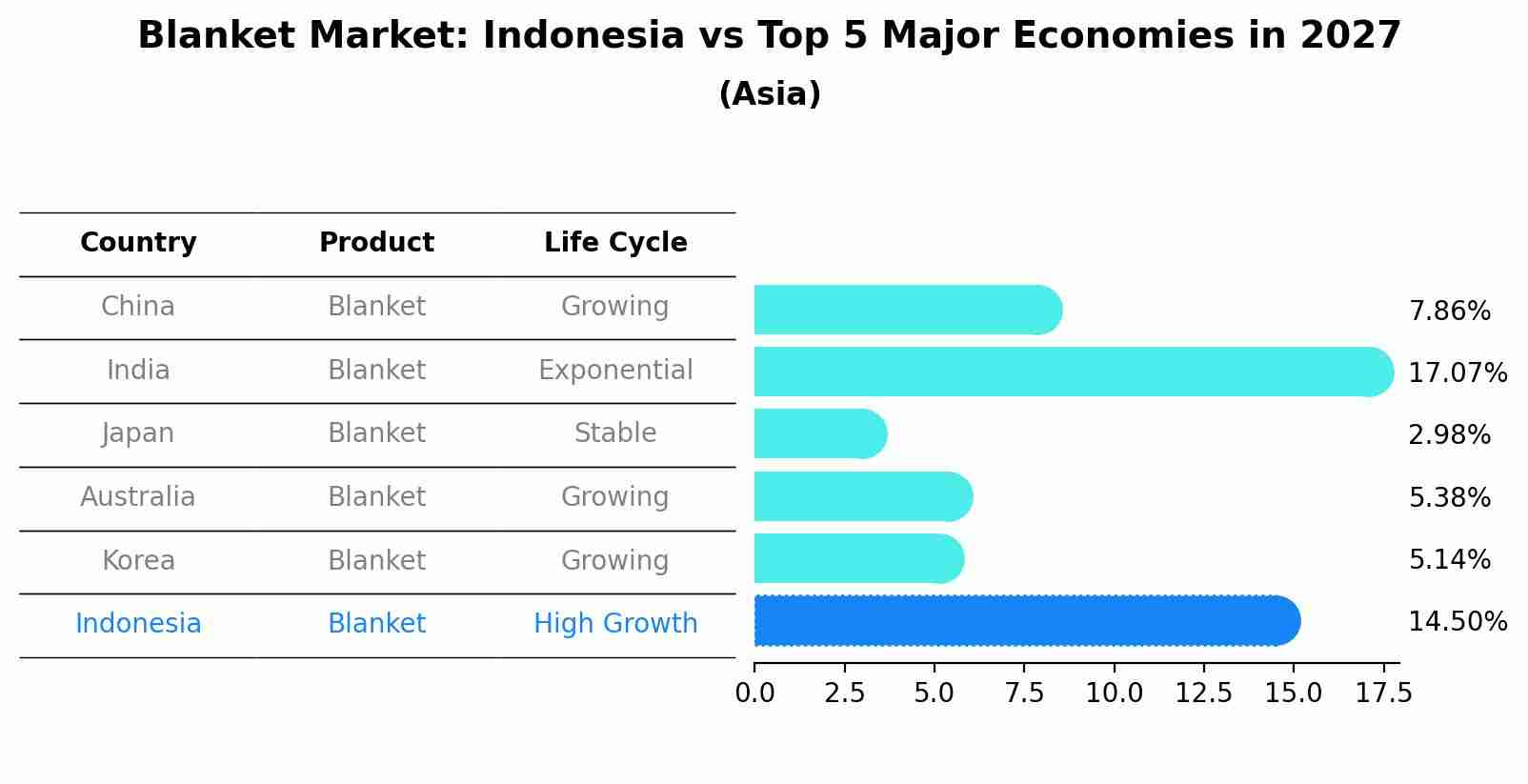Blanket Market: Indonesia vs Top 5 Major Economies in 2027 (Asia)