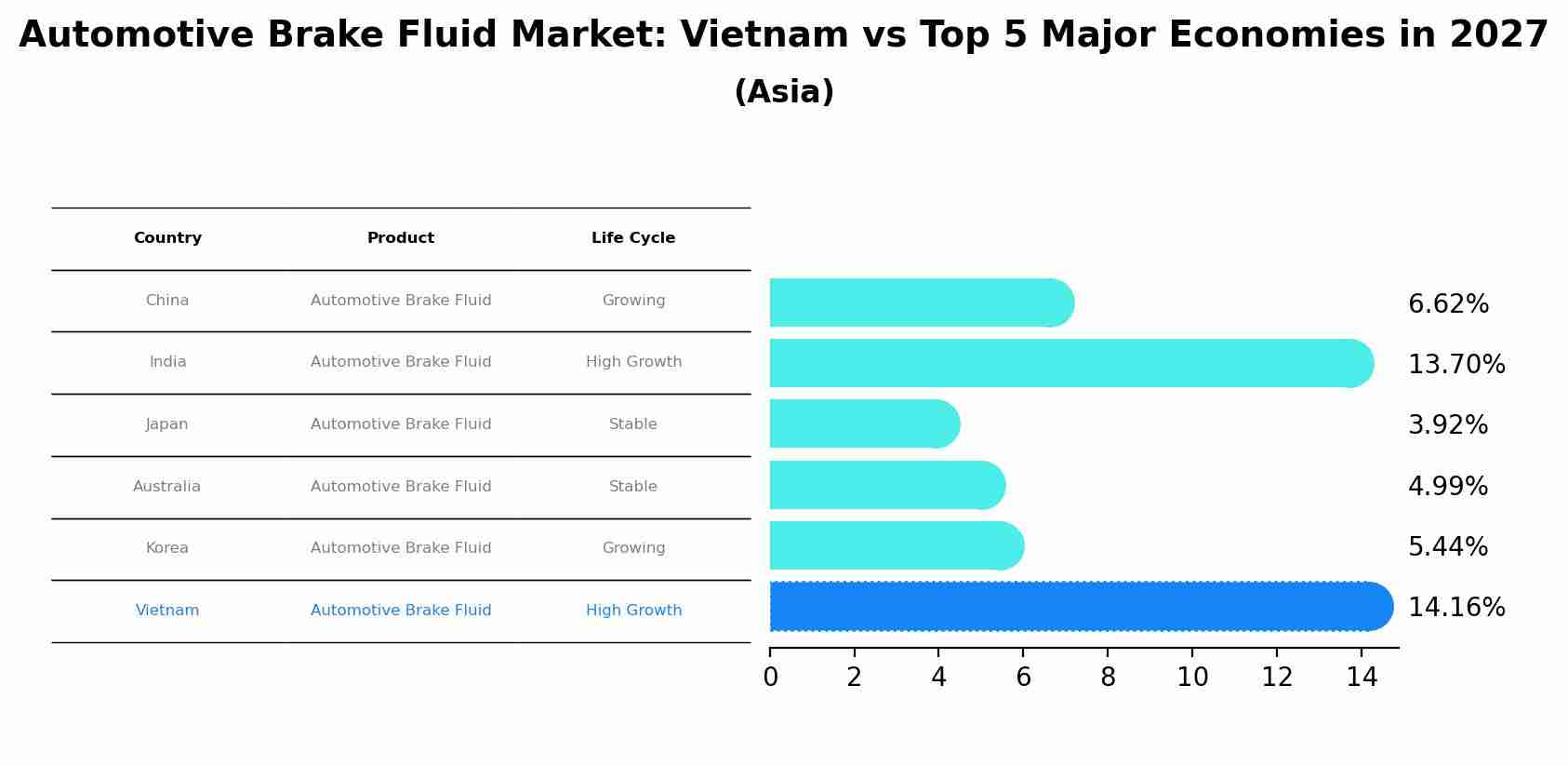 Automotive Brake Fluid Market: Vietnam vs Top 5 Major Economies in 2027 (Asia)