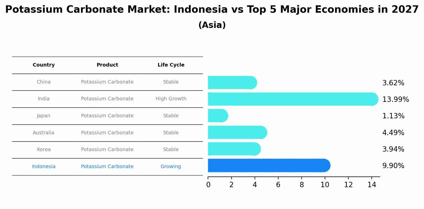 Potassium Carbonate Market: Indonesia vs Top 5 Major Economies in 2027 (Asia)