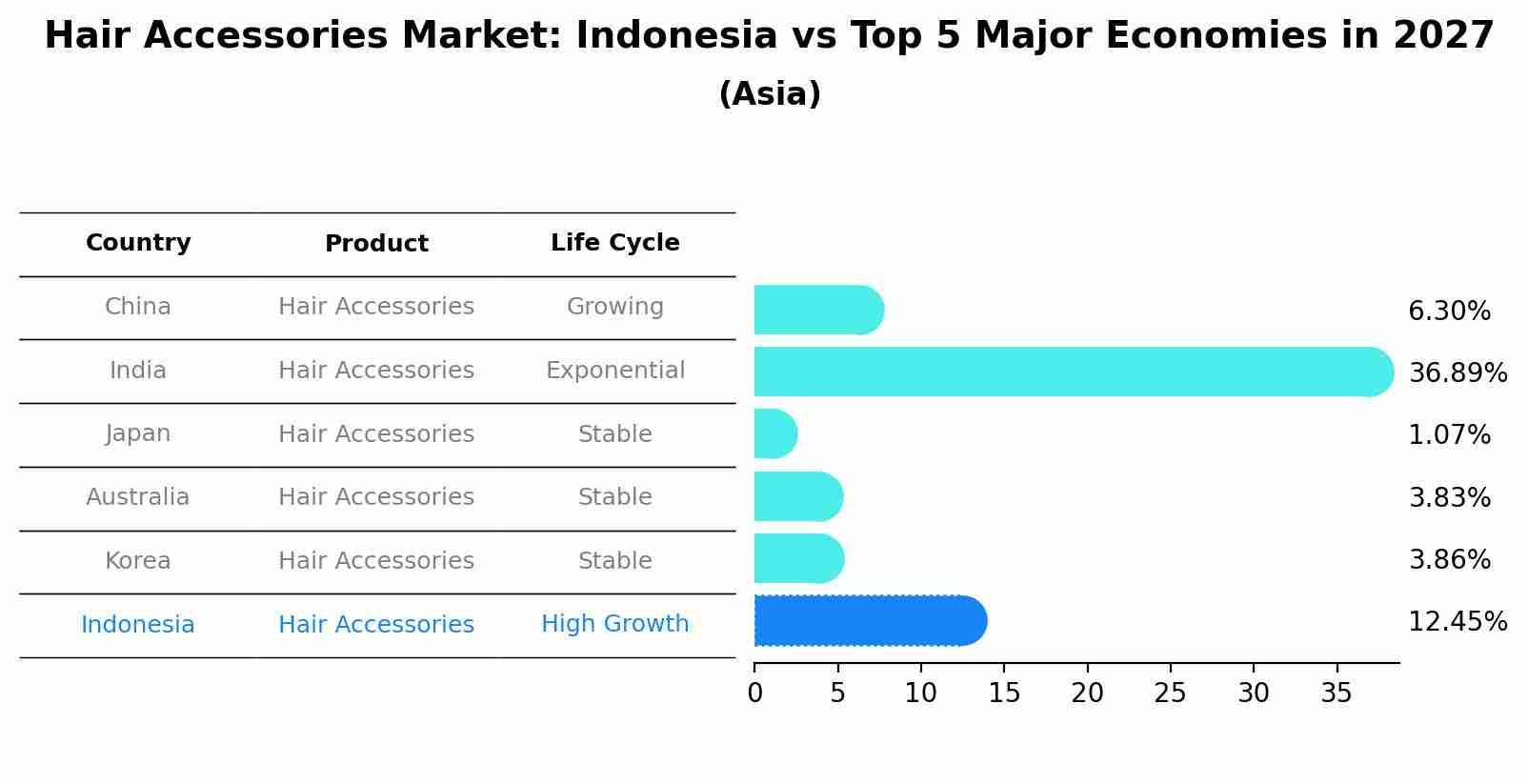 Hair Accessories Market: Indonesia vs Top 5 Major Economies in 2027 (Asia)