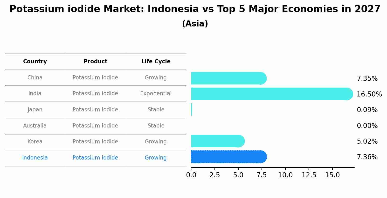 Potassium iodide Market: Indonesia vs Top 5 Major Economies in 2027 (Asia)