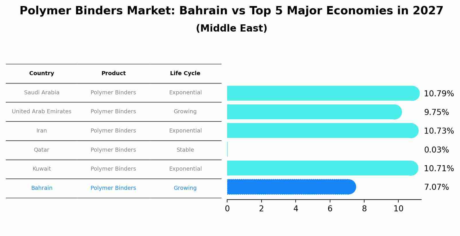 Polymer Binders Market: Bahrain vs Top 5 Major Economies in 2027 (Middle East)