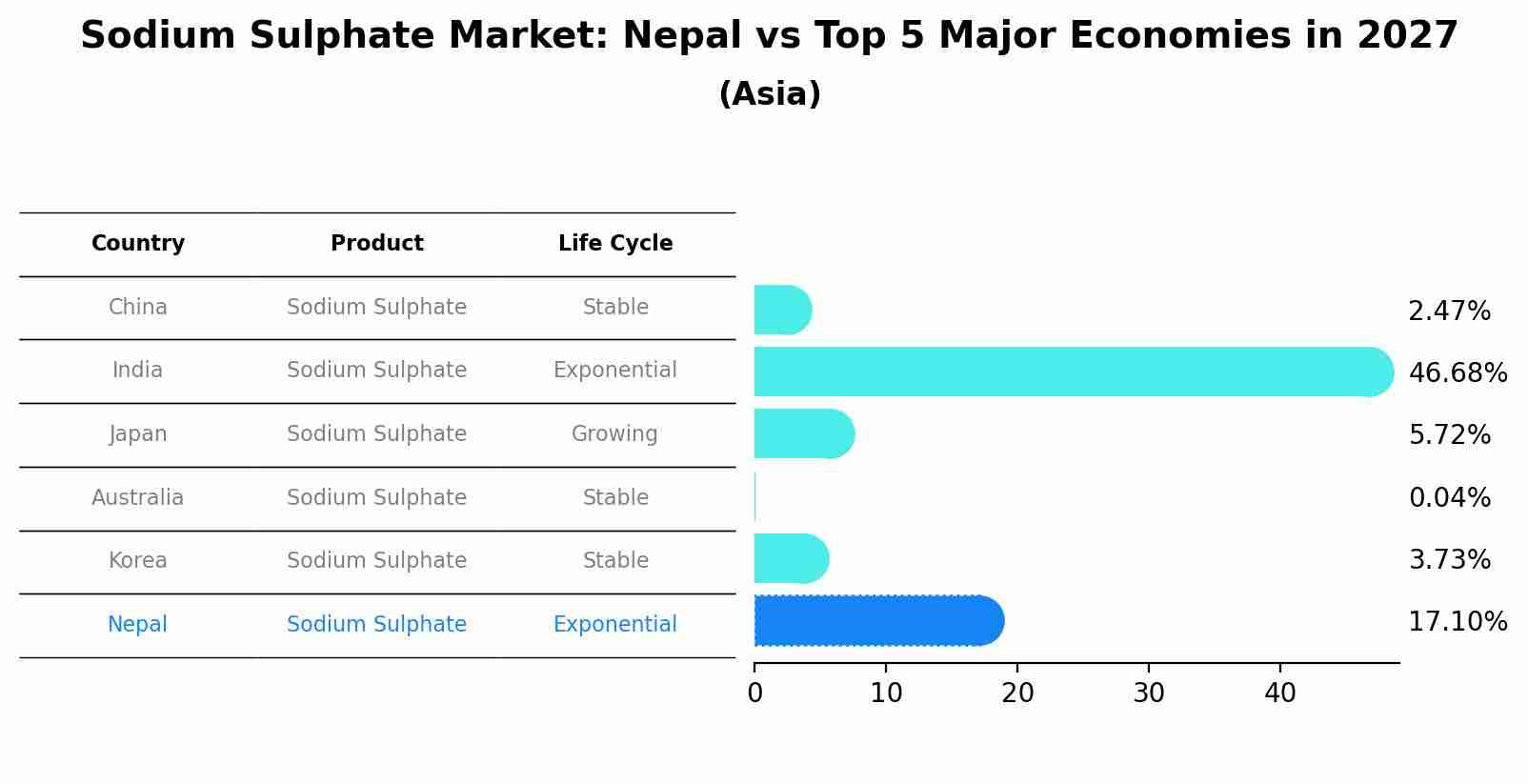 Sodium Sulphate Market: Nepal vs Top 5 Major Economies in 2027 (Asia)