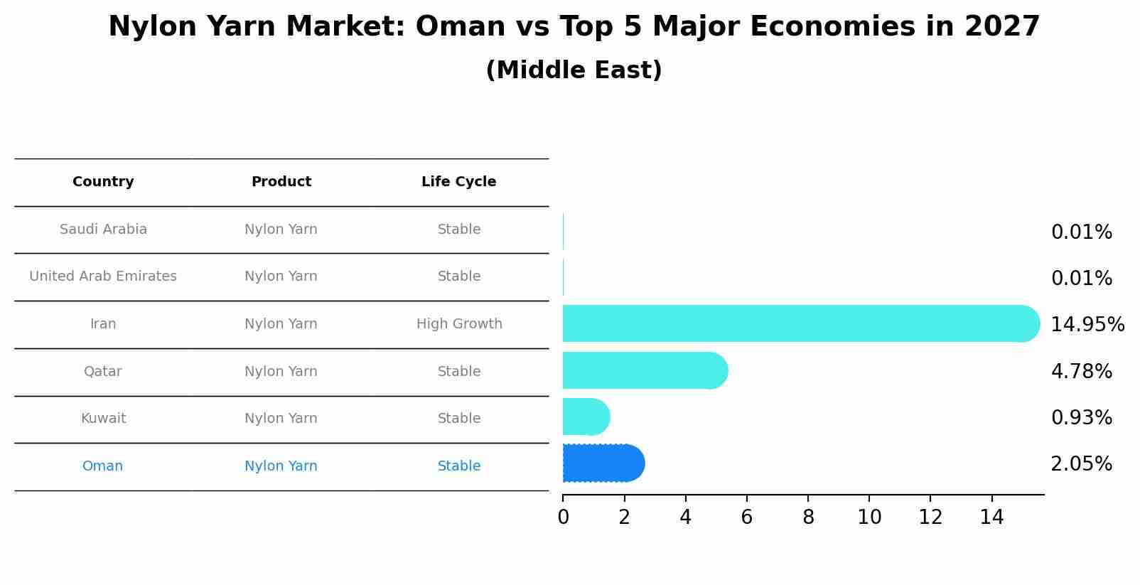 Nylon Yarn Market: Oman vs Top 5 Major Economies in 2027 (Middle East)