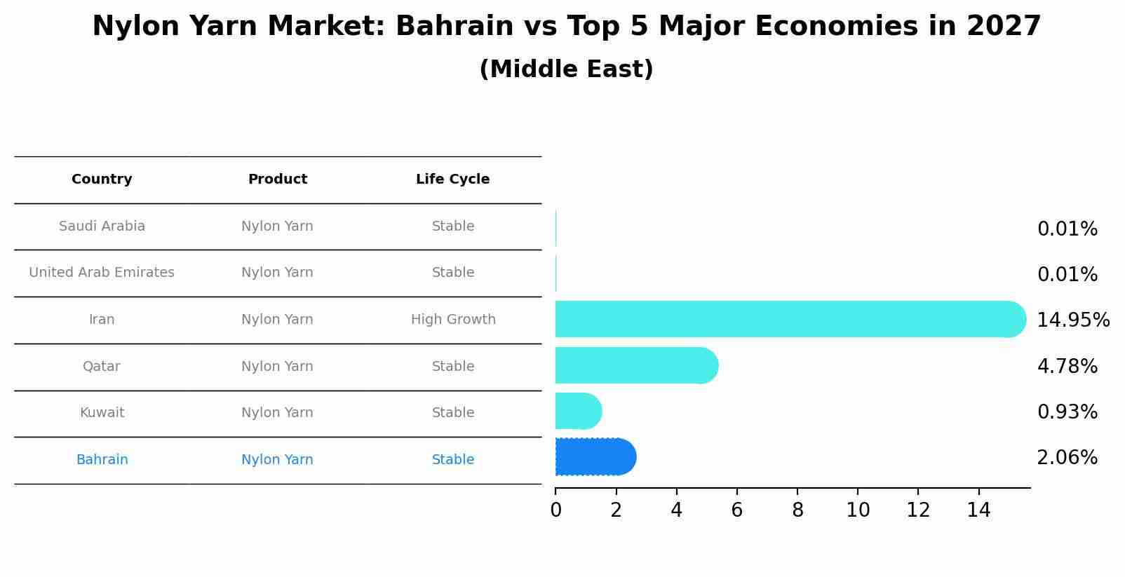 Nylon Yarn Market: Bahrain vs Top 5 Major Economies in 2027 (Middle East)