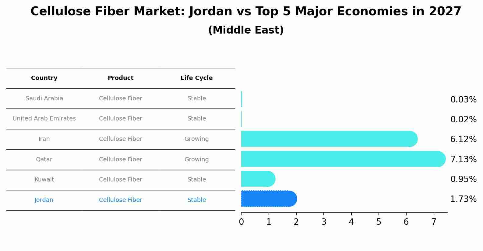 Cellulose Fiber Market: Jordan vs Top 5 Major Economies in 2027 (Middle East)