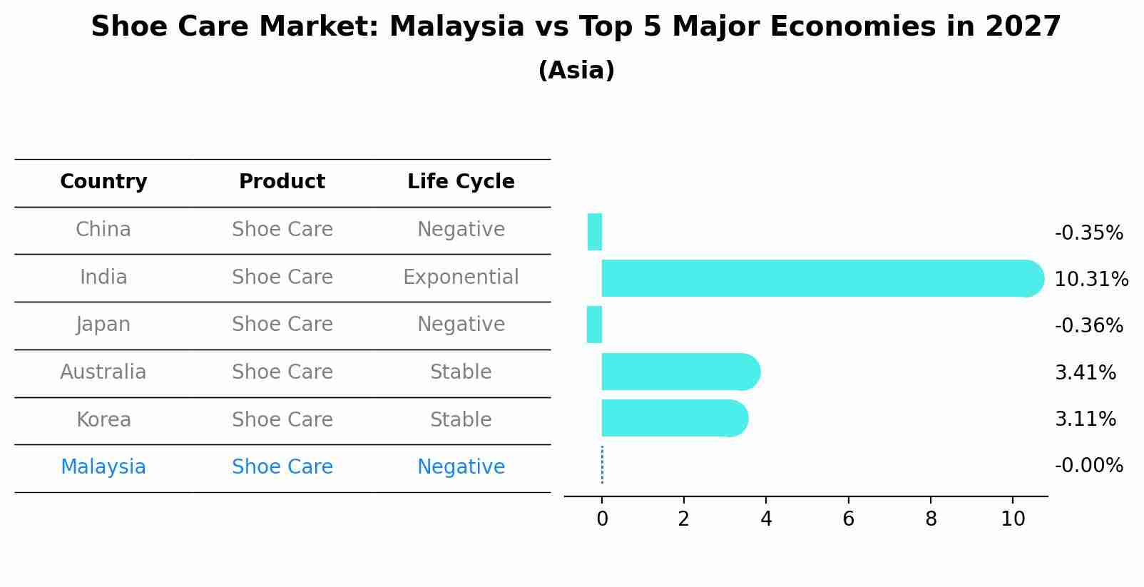 Shoe Care Market: Malaysia vs Top 5 Major Economies in 2027 (Asia)