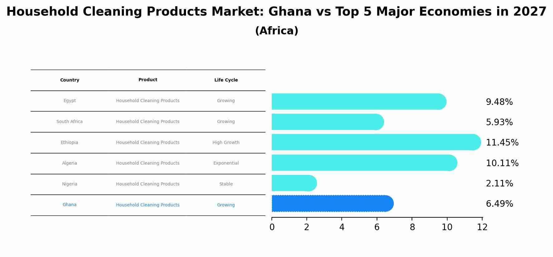 Household Cleaning Products Market: Ghana vs Top 5 Major Economies in 2027 (Africa)