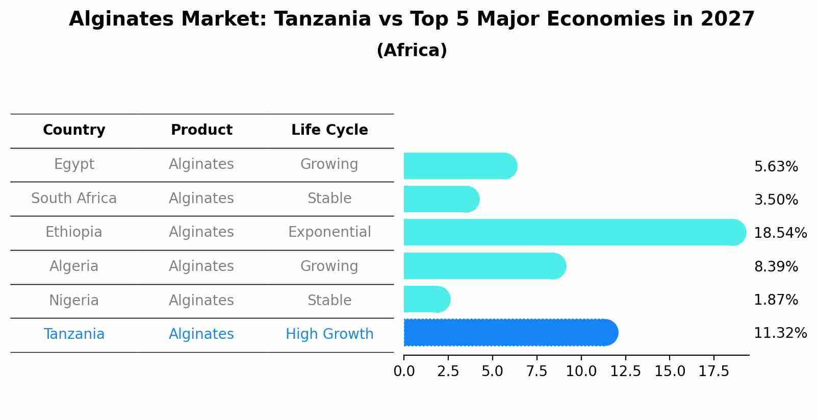 Alginates Market: Tanzania vs Top 5 Major Economies in 2027 (Africa)