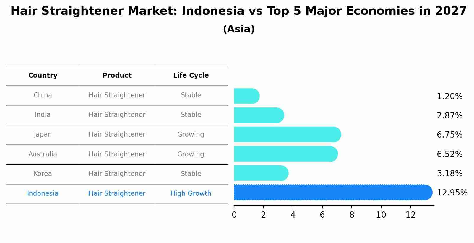 Hair Straightener Market: Indonesia vs Top 5 Major Economies in 2027 (Asia)