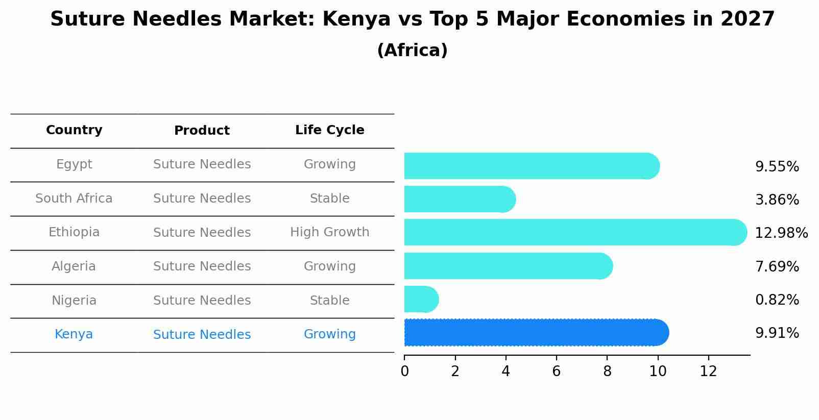 Suture Needles Market: Kenya vs Top 5 Major Economies in 2027 (Africa)