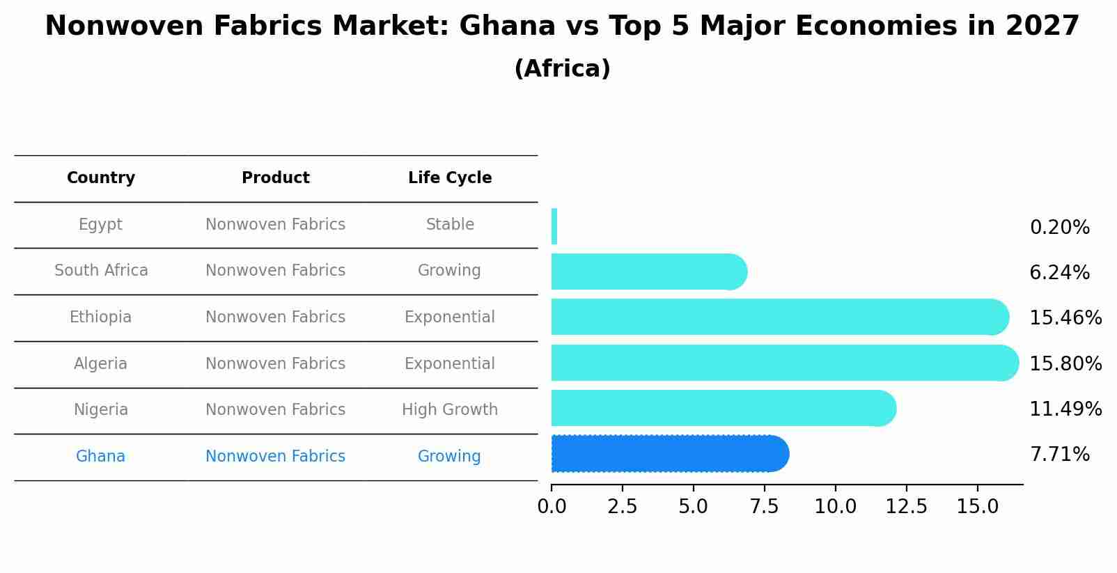 Nonwoven Fabrics Market: Ghana vs Top 5 Major Economies in 2027 (Africa)