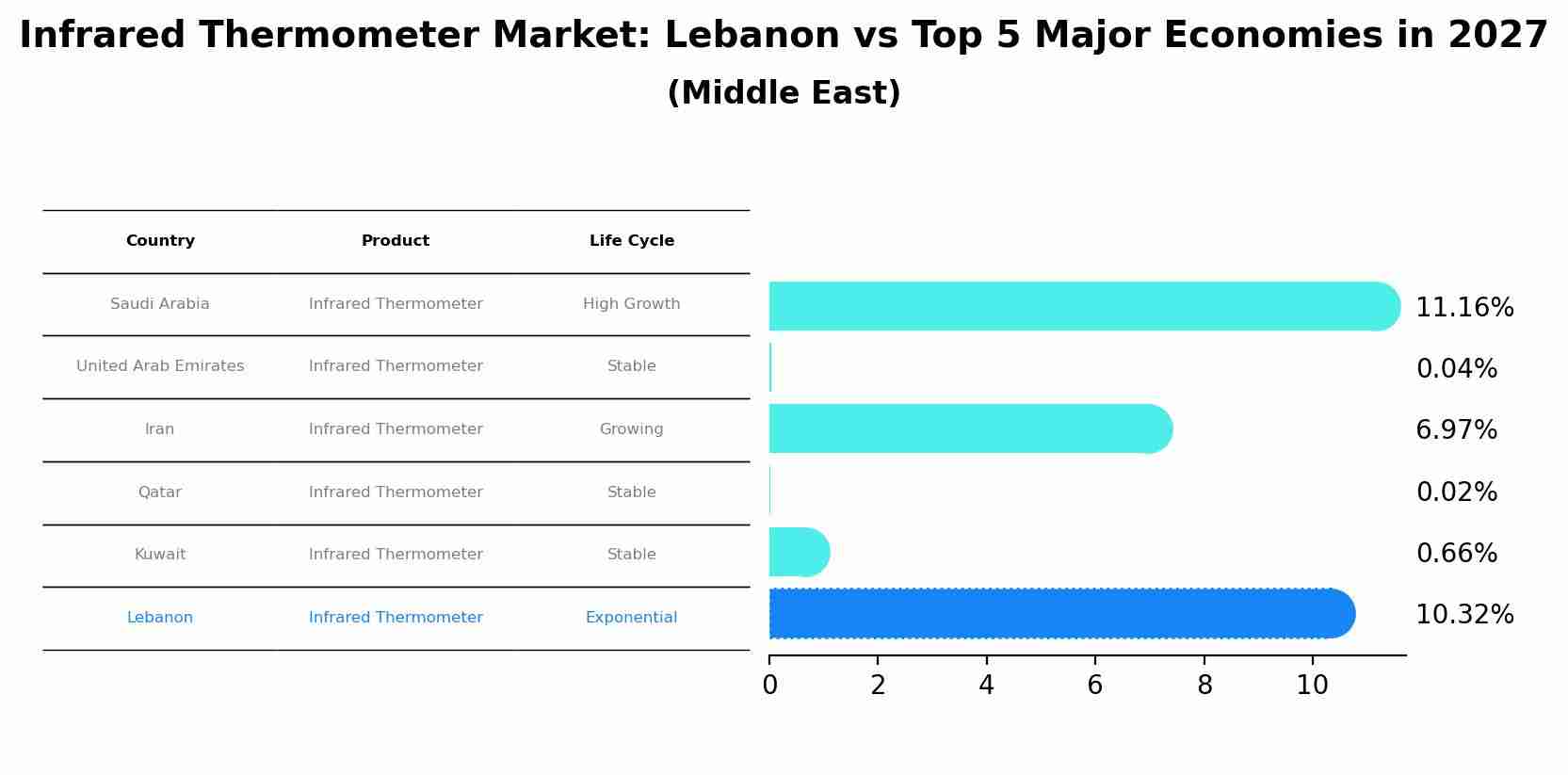 Infrared Thermometer Market: Lebanon vs Top 5 Major Economies in 2027 (Middle East)