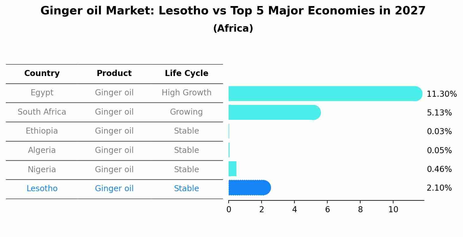 Ginger oil Market: Lesotho vs Top 5 Major Economies in 2027 (Africa)