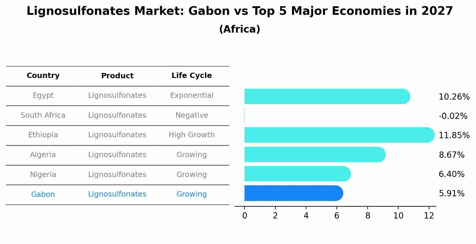 Lignosulfonates Market: Gabon vs Top 5 Major Economies in 2027 (Africa)