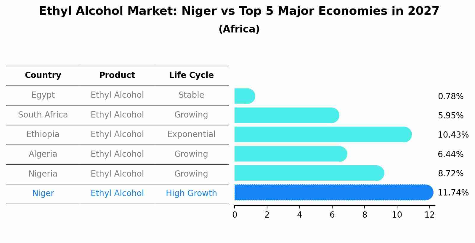 Ethyl Alcohol Market: Niger vs Top 5 Major Economies in 2027 (Africa)