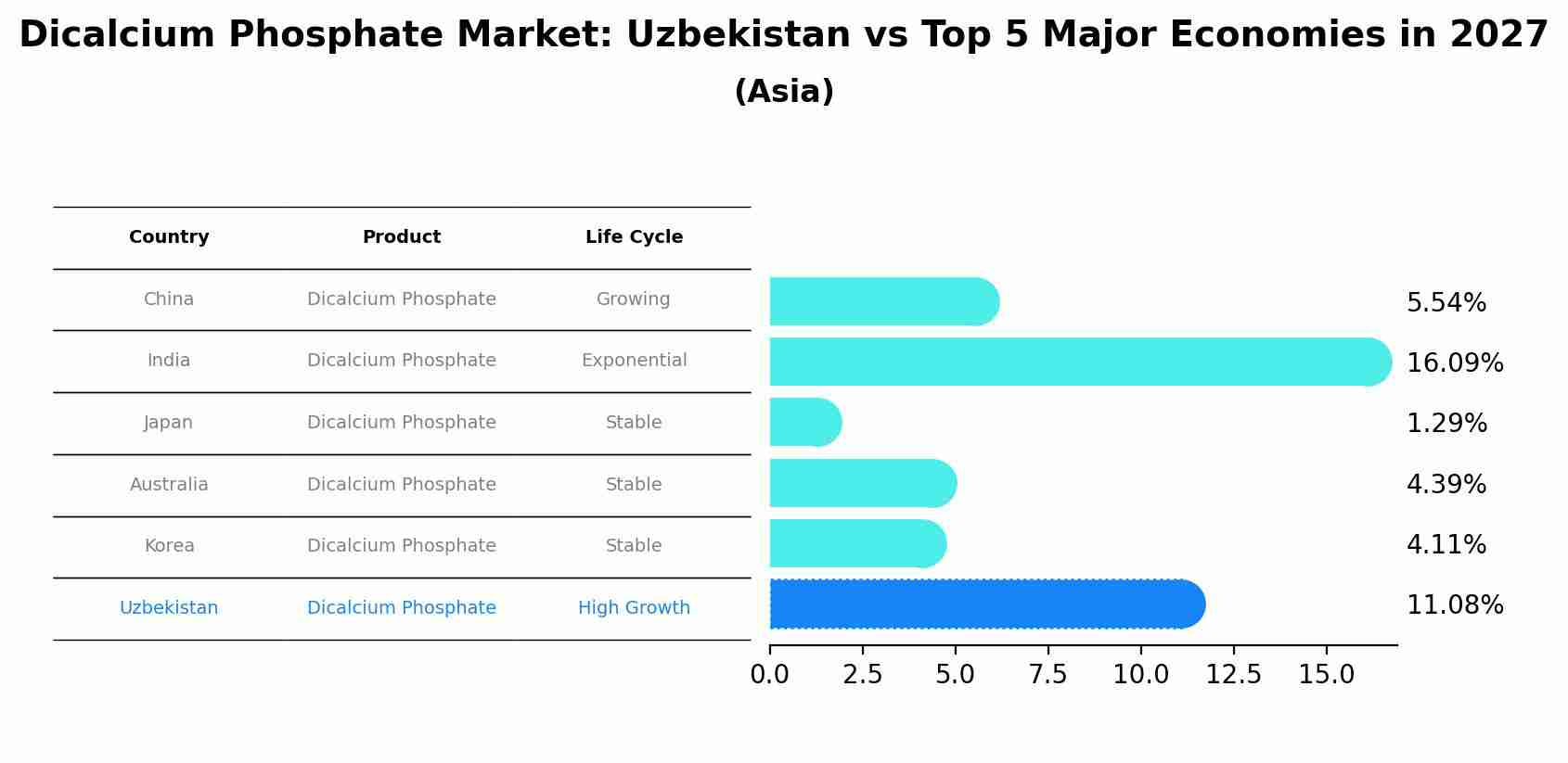 Dicalcium Phosphate Market: Uzbekistan vs Top 5 Major Economies in 2027 (Asia)