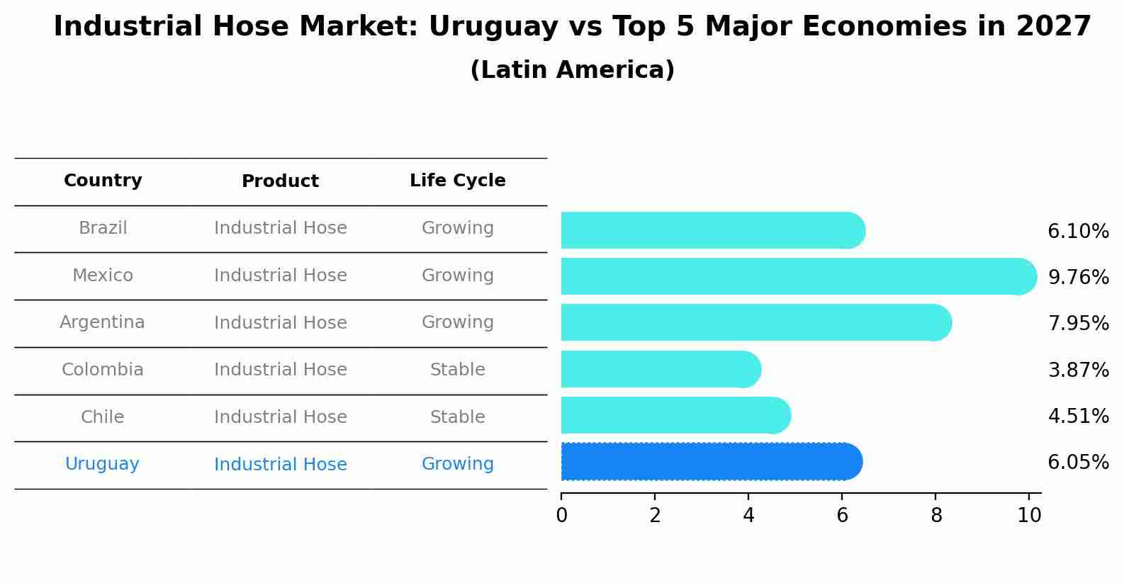 Industrial Hose Market: Uruguay vs Top 5 Major Economies in 2027 (Latin America)