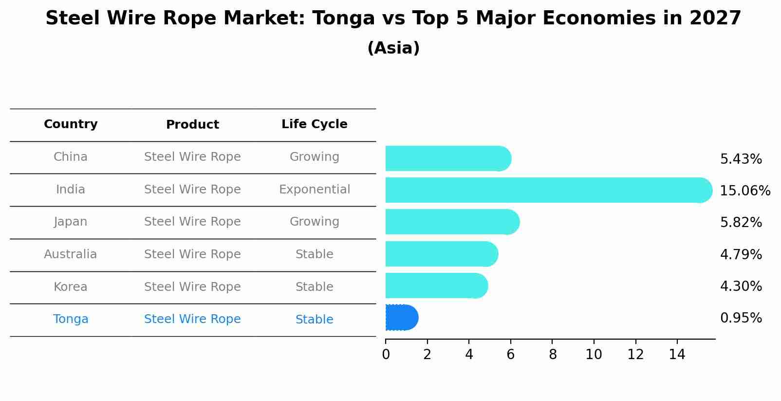 Steel Wire Rope Market: Tonga vs Top 5 Major Economies in 2027 (Asia)