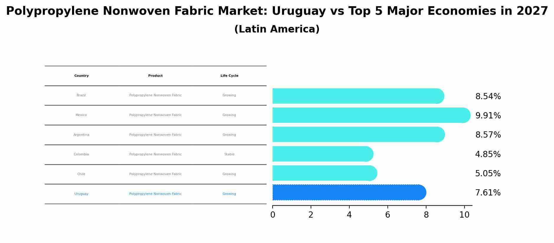 Polypropylene Nonwoven Fabric Market: Uruguay vs Top 5 Major Economies in 2027 (Latin America)