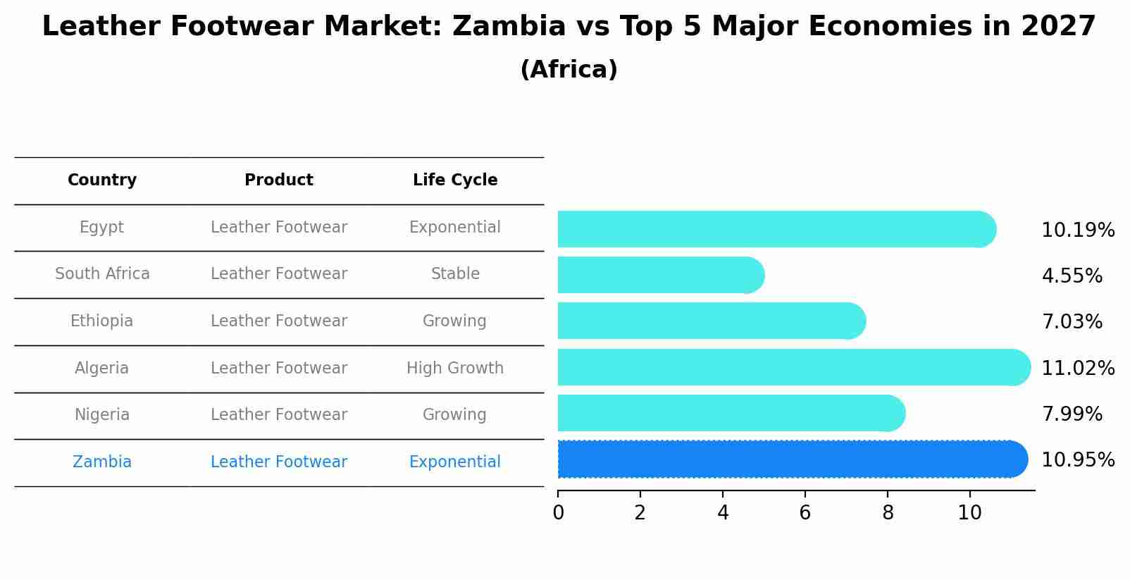 Leather Footwear Market: Zambia vs Top 5 Major Economies in 2027 (Africa)