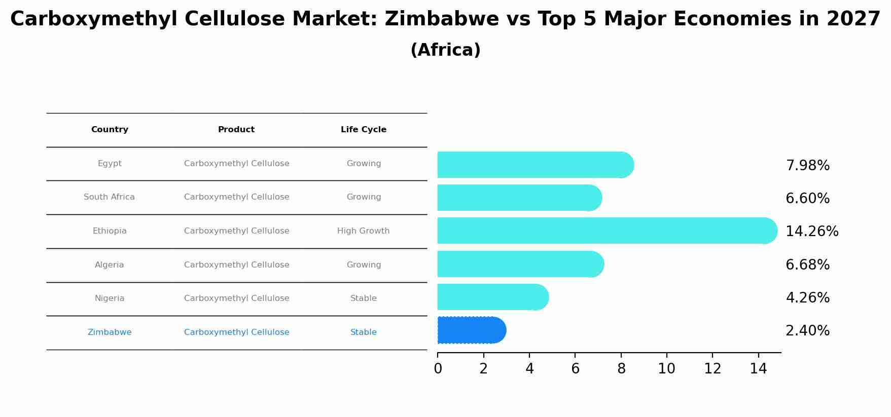 Carboxymethyl Cellulose Market: Zimbabwe vs Top 5 Major Economies in 2027 (Africa)