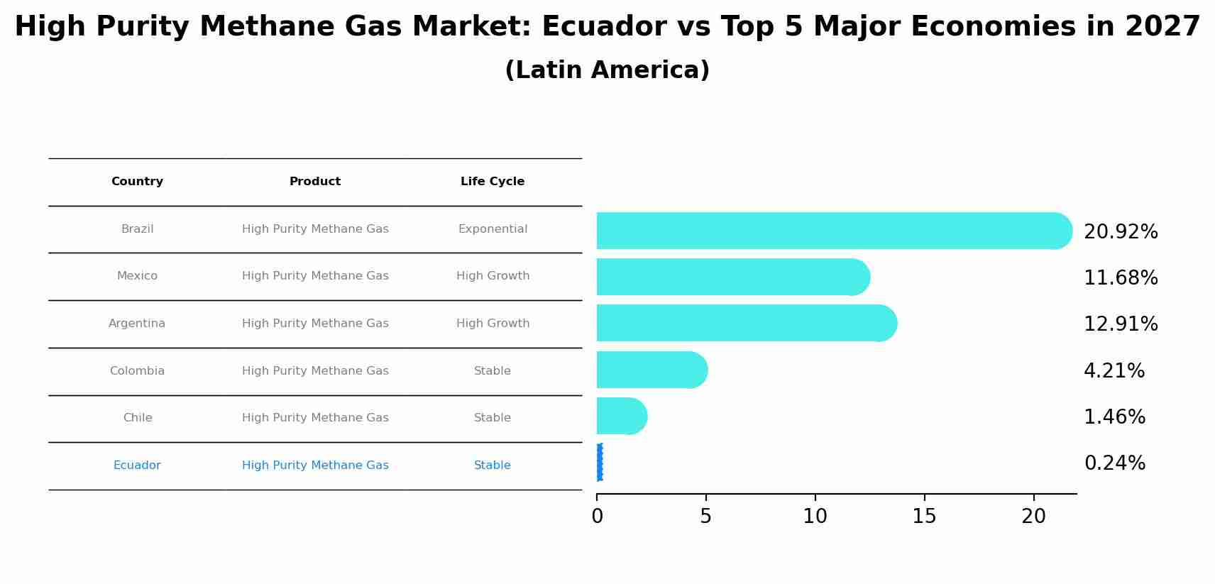 High Purity Methane Gas Market: Ecuador vs Top 5 Major Economies in 2027 (Latin America)